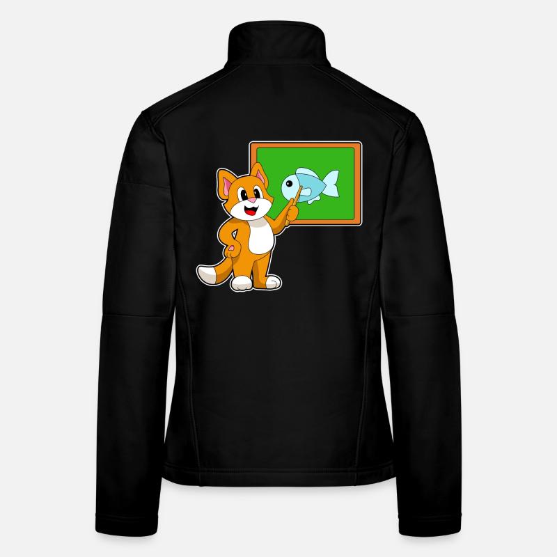 Cat Teacher Pointing Stick School Women's Softshell Jacket