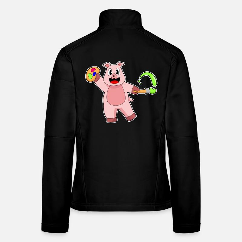 Pig Painter Brush Painting Women's Softshell Jacket