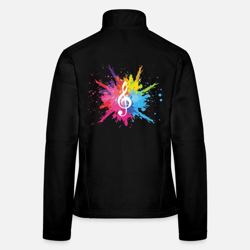 Music and multicolored explosion (white) Women's Softshell Jacket