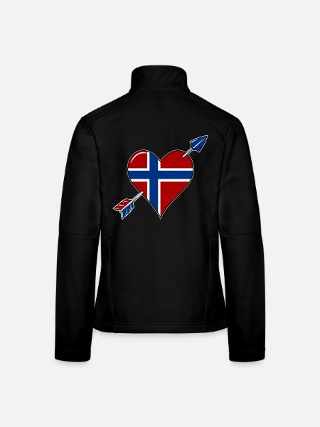 Norwegen Flagge Herz verliebt - Frauen Softshelljacke - Schwarz - Hinten