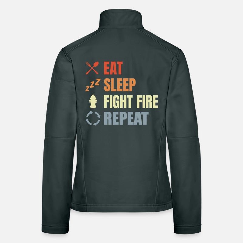 Manger, dormir, combattre le feu, répéter Veste en tissu softshell Femme