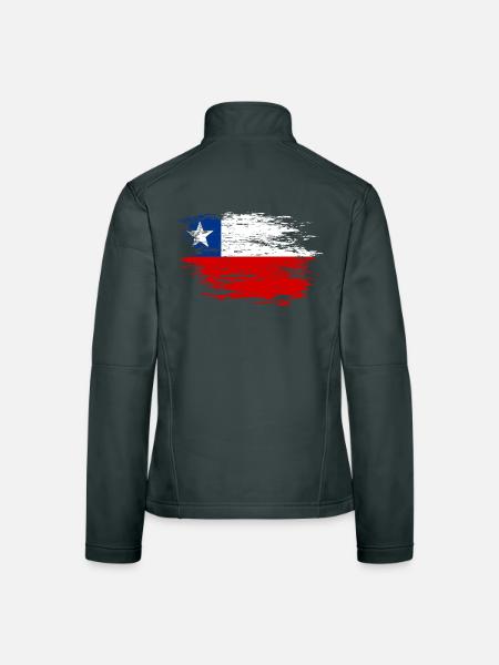 Chile Flagge used - Frauen Softshelljacke - Schwarz - Hinten