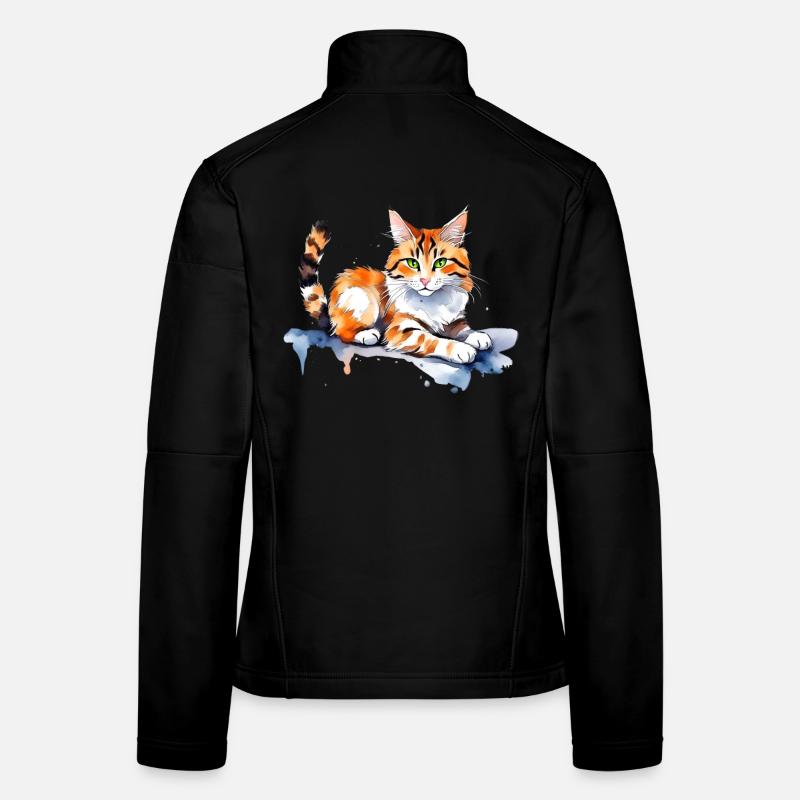 Katze im Schnee - Frauen Softshelljacke - Schwarz