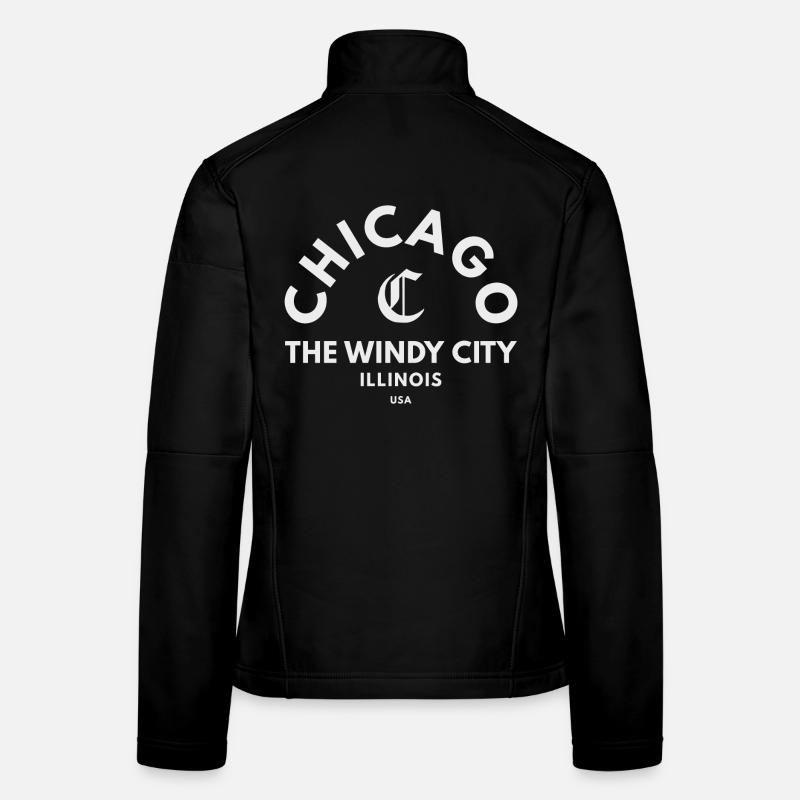 Chicago Windy City Emblem Frauen Softshelljacke