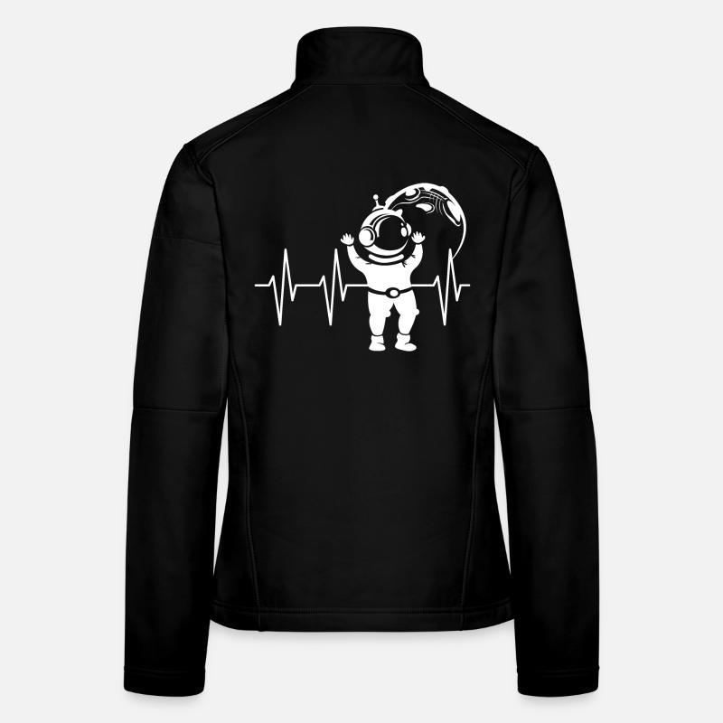 Battement de coeur astronaute bande dessinée pulsation espace ECG symbole Veste en tissu softshell Femme