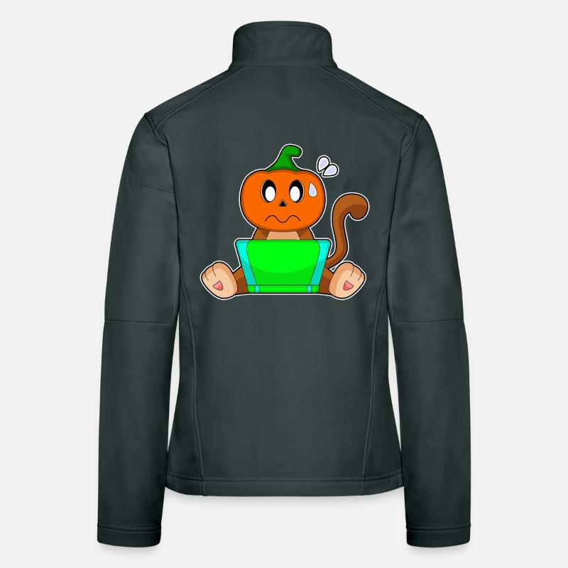 Ordinateur portable citrouille Halloween singe Veste en tissu softshell Femme