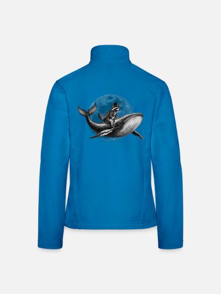 True Moon Love –Ein Waschbär fliegt auf einem Wal - Frauen Softshelljacke - Schwarz - Hinten