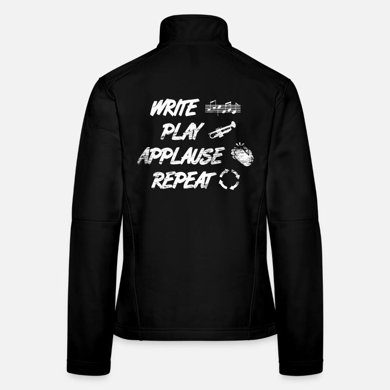 writing, playing, applause, repeating Women's Softshell Jacket
