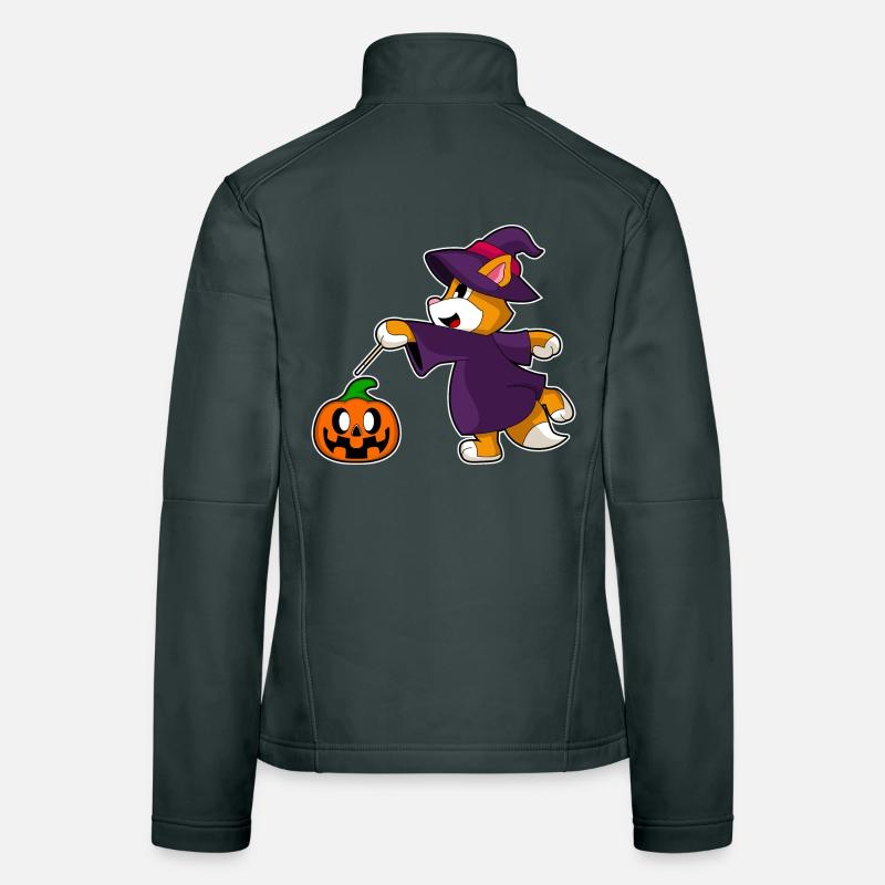Chat Halloween Sorcière Veste en tissu softshell Femme
