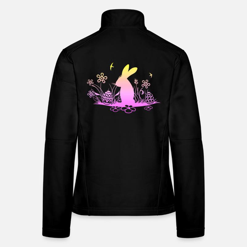 Easter bunny on meadow with swallows Women's Softshell Jacket