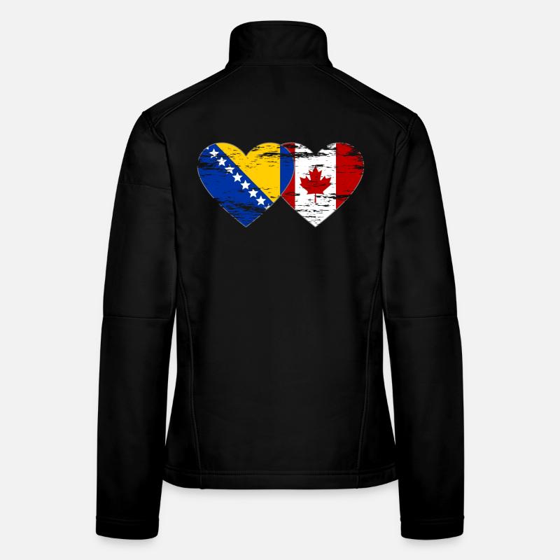 Bosnien Kanada Flagge Herz used Frauen Softshelljacke
