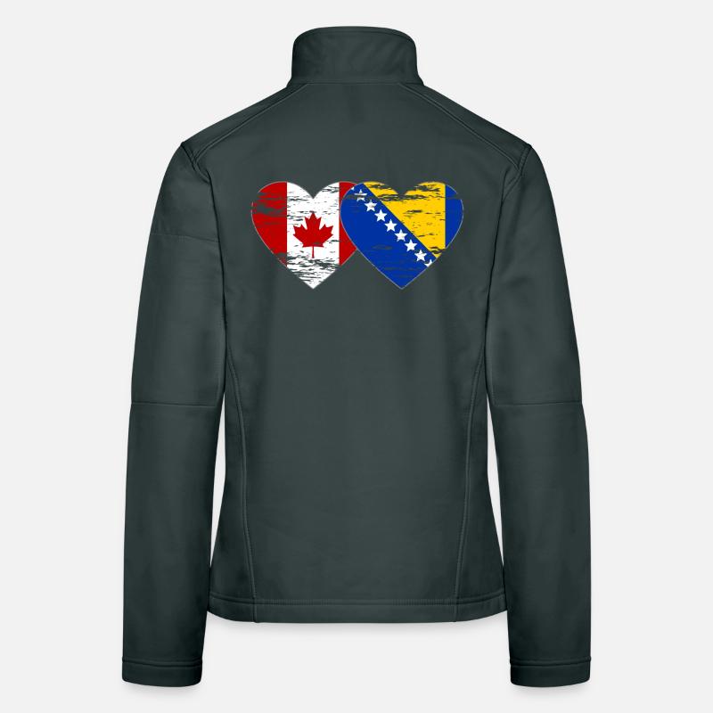 Canada Bosnie drapeau coeur utilisé Veste en tissu softshell Femme
