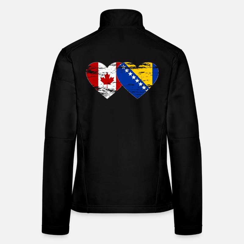 Kanada Bosnien Flagge Herz used Frauen Softshelljacke