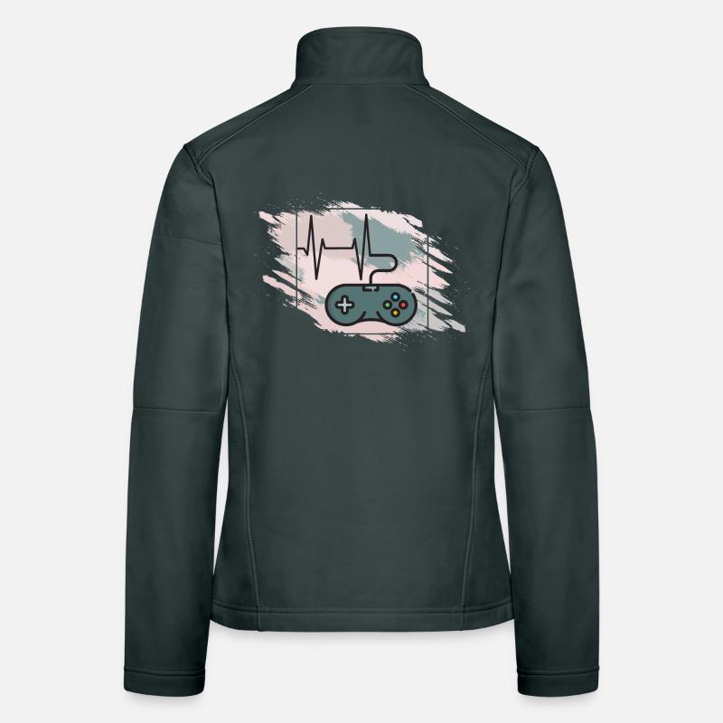 Heartbeat Gaming Controller Retro Women's Softshell Jacket