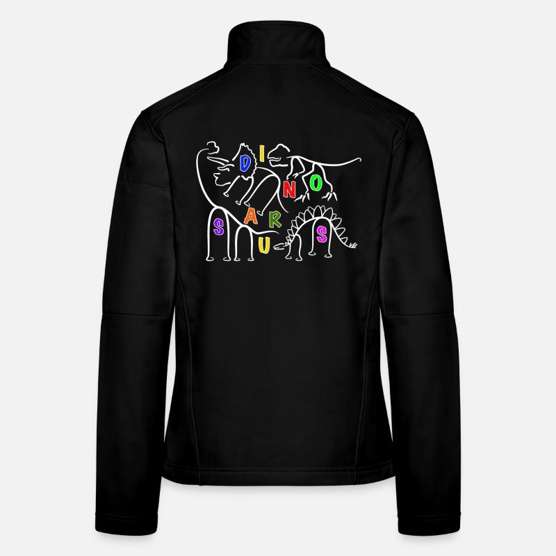 verschiedene Dinosaurier Dino Liniengrafik - Frauen Softshelljacke - Schwarz