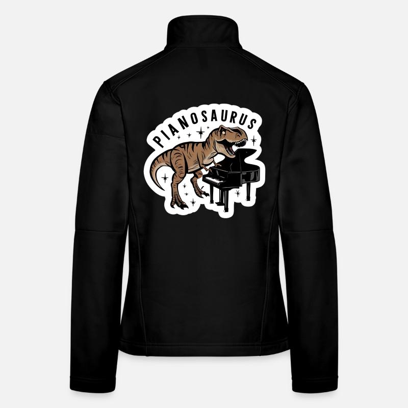 Pianosaurus Virtuoso Stégosaure avec piano à queue de pie Veste en tissu softshell Femme