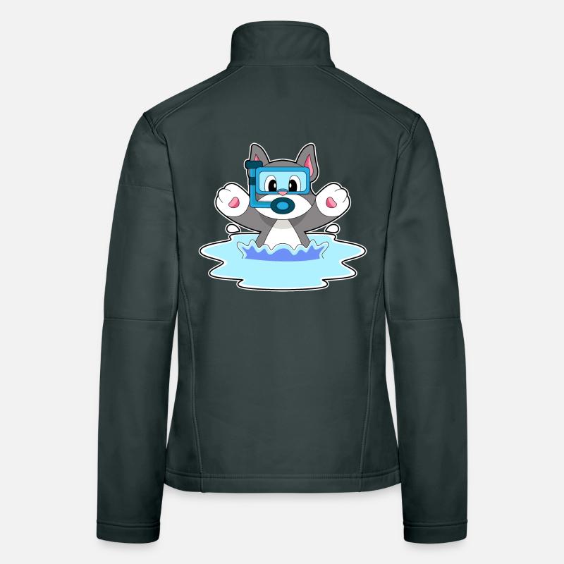 Cat Diver Snorkel Diving Women's Softshell Jacket