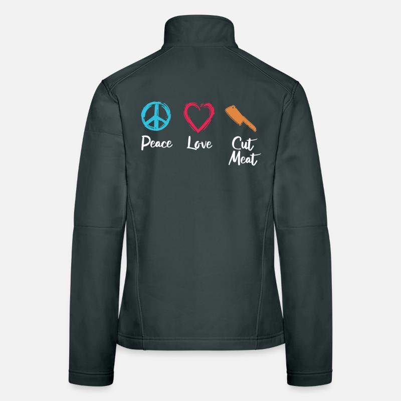 Frieden Liebe Fleisch schneiden Frauen Softshelljacke