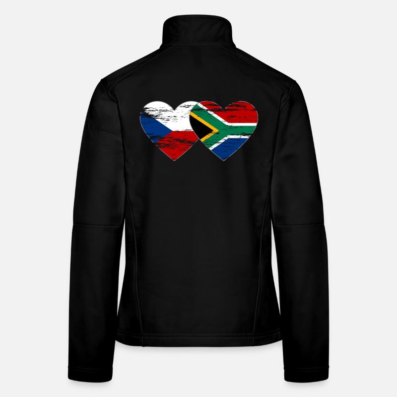 République tchèque Afrique du Sud drapeau coeur utilisé Veste en tissu softshell Femme
