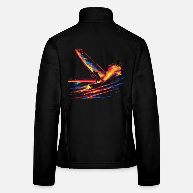 Oldschool Windsurfen - Frauen Softshelljacke - Schwarz