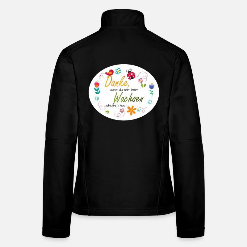 Spruch Kita-Abschied - Danke - bunte Blumen  - Frauen Softshelljacke - Schwarz