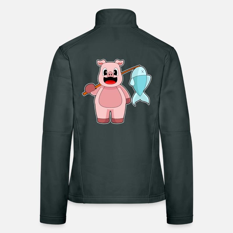 Pêche au poisson pêcheur cochon Veste en tissu softshell Femme