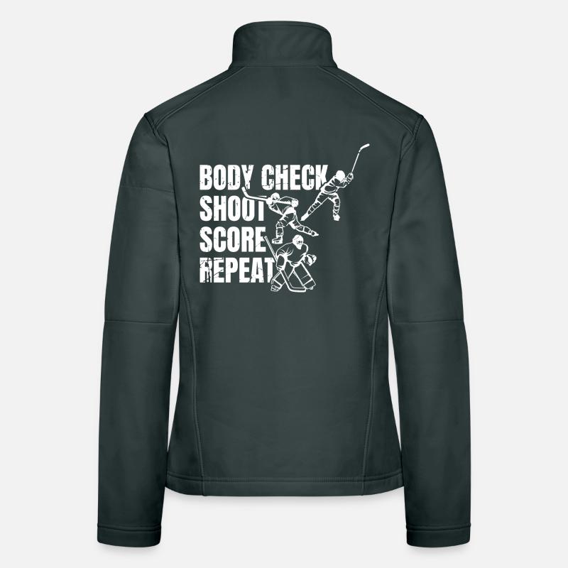Body Check Shoot Score Repeat Women's Softshell Jacket