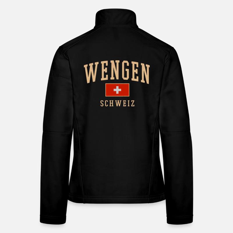 Emblème vintage Wengen Suisse Veste en tissu softshell Femme