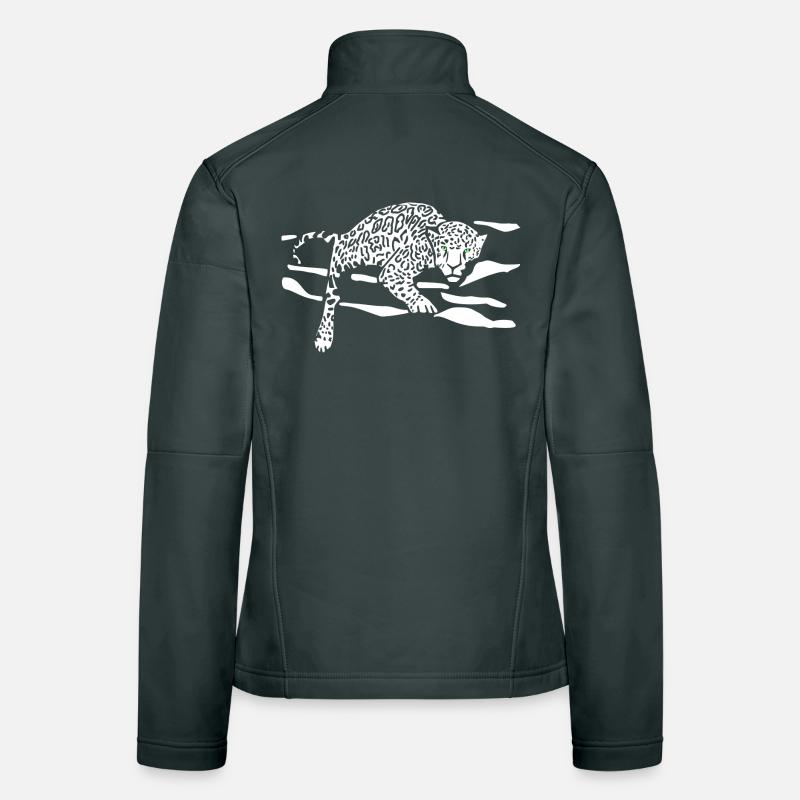 Leopard Sprung Silhouette Frauen Softshelljacke