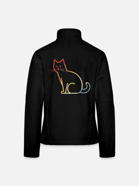 Katze Retro - Frauen Softshelljacke - Schwarz - Hinten