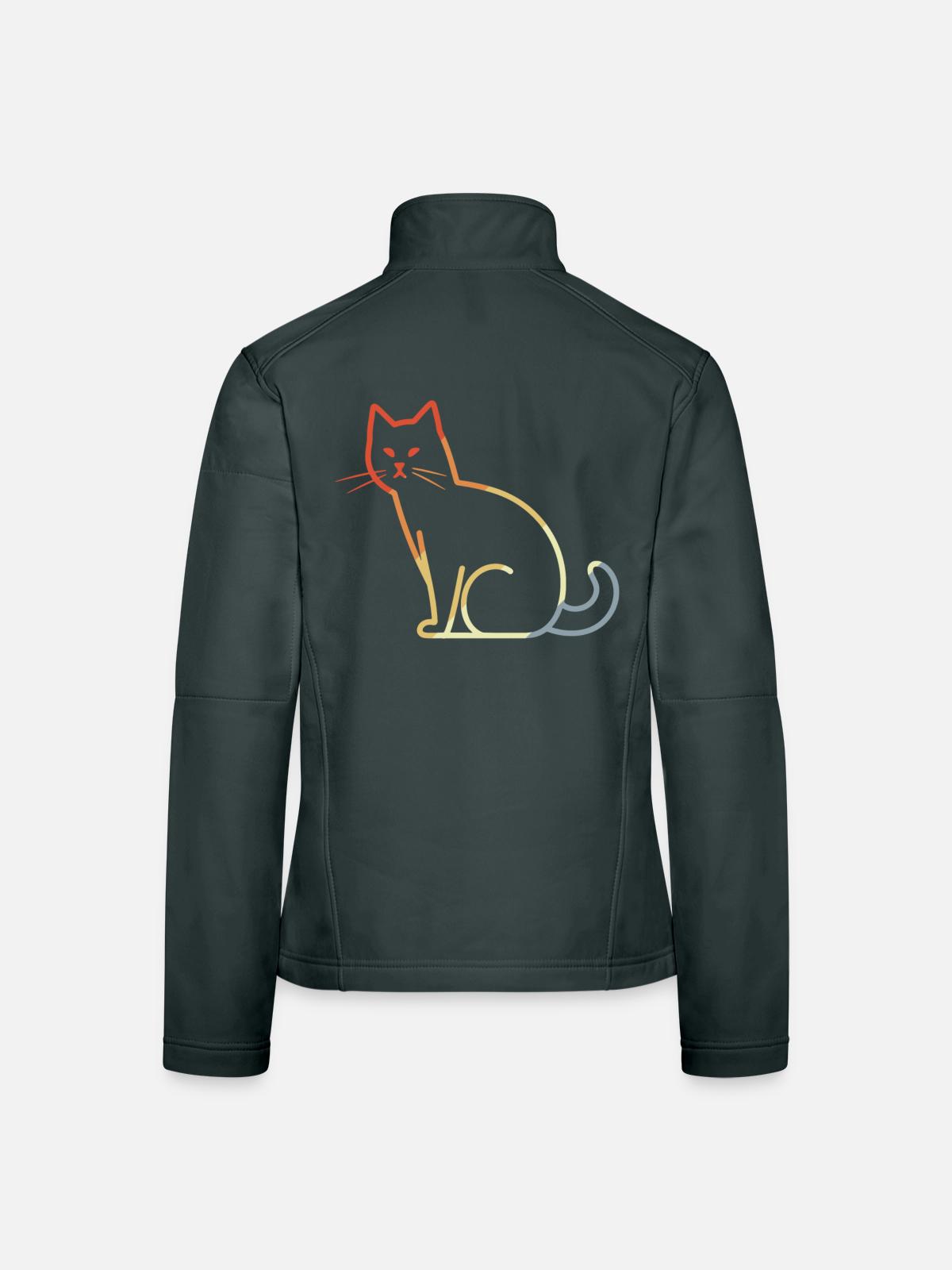 Cat Retro - Women's Softshell Jacket - black - Back