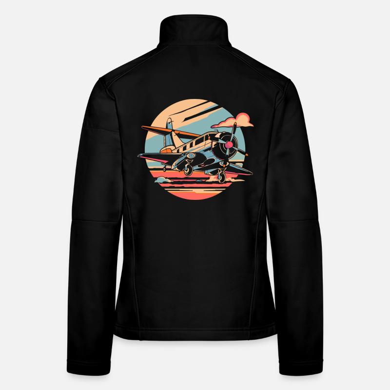 Propeller Plane Portrait Women's Softshell Jacket