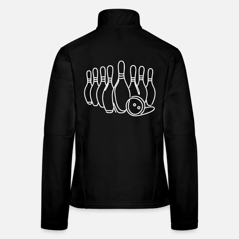Bowling Pin Ball Drawing - Women's Softshell Jacket - black