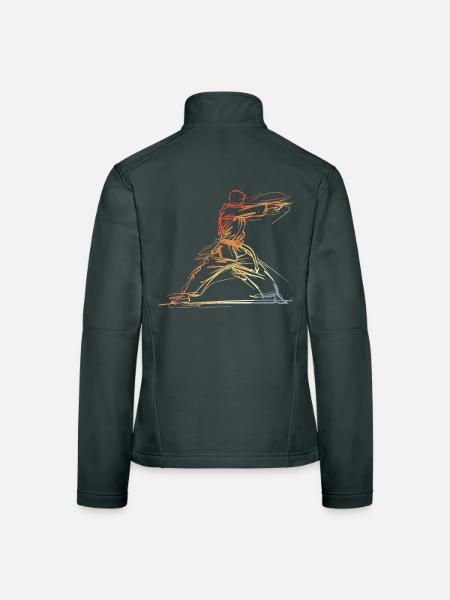 Karateka Line Sketch Rétro - Veste en tissu softshell Femme - noir - Dos