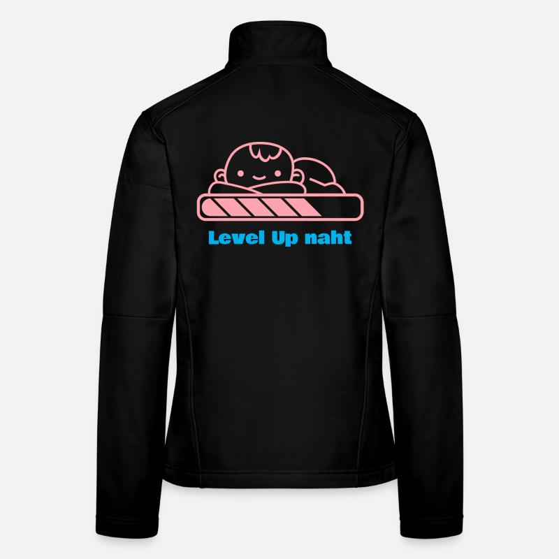 Level Up, Bald-Papa! - Frauen Softshelljacke - Schwarz