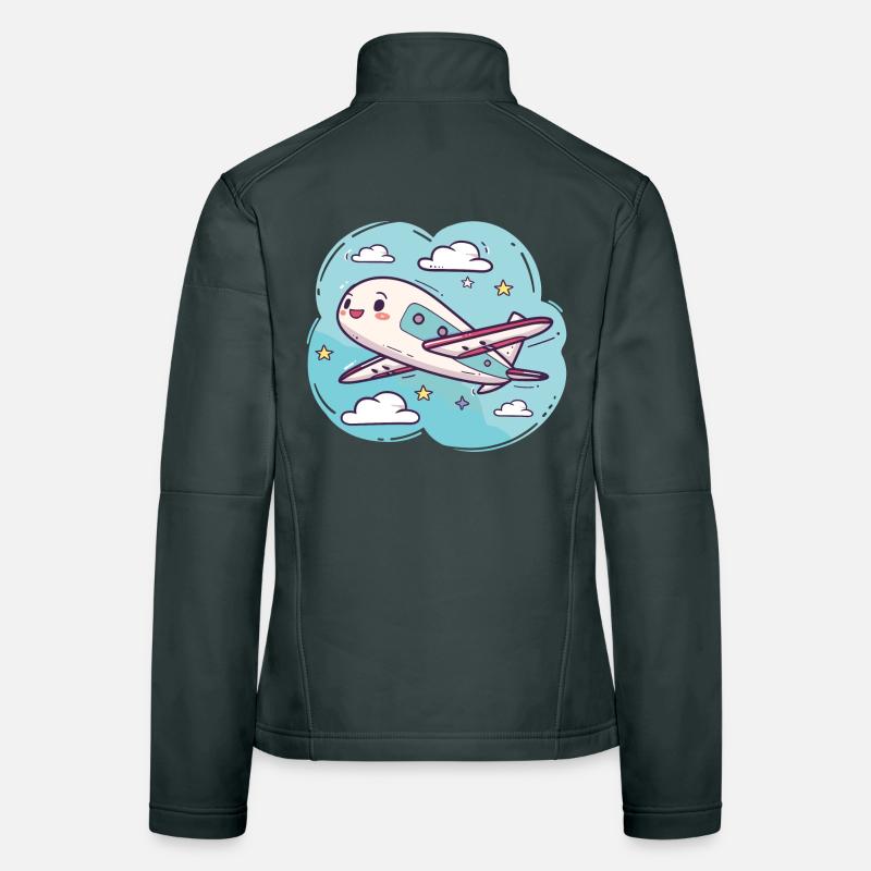 Flugzeug Comic Look Frauen Softshelljacke