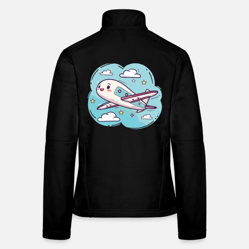 Flugzeug Comic Look Frauen Softshelljacke