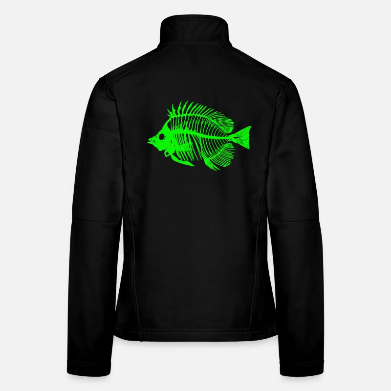 Leuchtender Fisch Skeleton Design - Frauen Softshelljacke - Schwarz