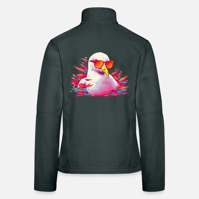 Pinke Möwe mit Sonnenbrille Frauen Softshelljacke
