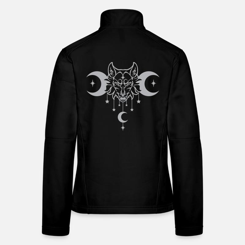 Wicca Moon Wolf - Anpassbare Farbe - Frauen Softshelljacke - Schwarz