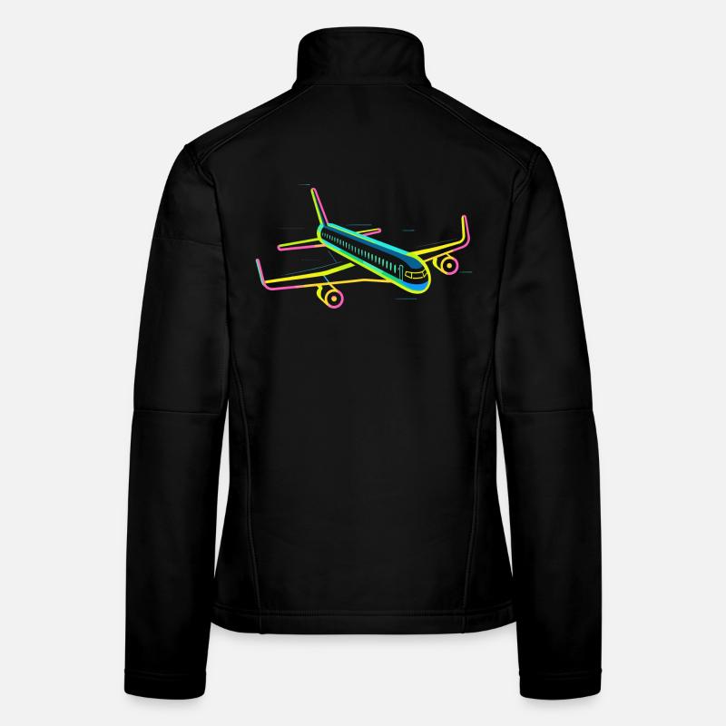 Retro Airplane Graphic Women's Softshell Jacket