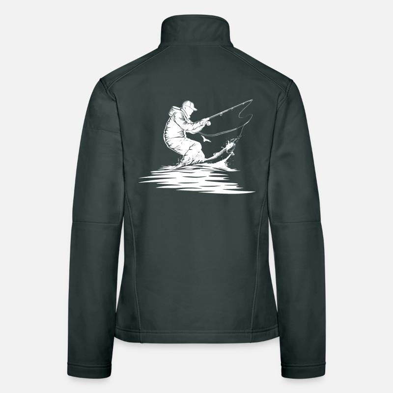 Dessin de pêche Veste en tissu softshell Femme