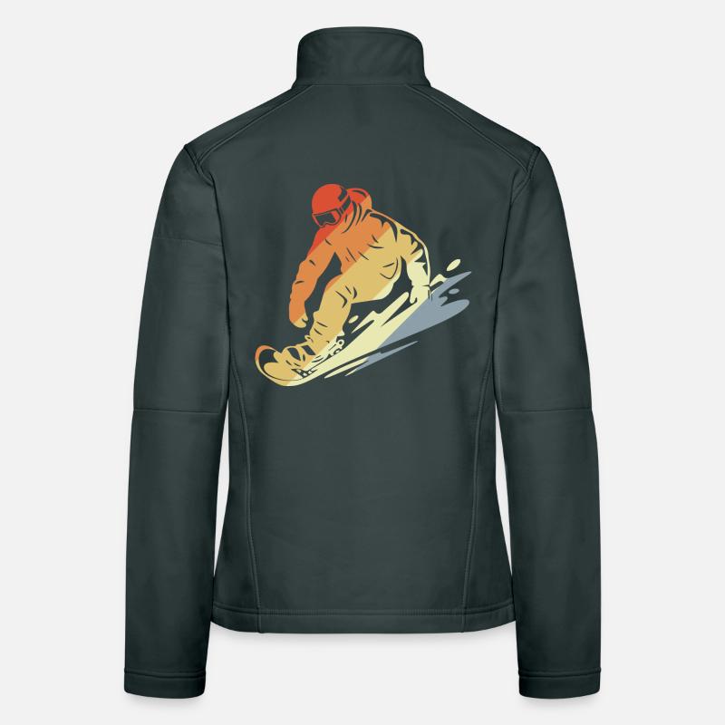 Snowboarder Retro Stil Frauen Softshelljacke