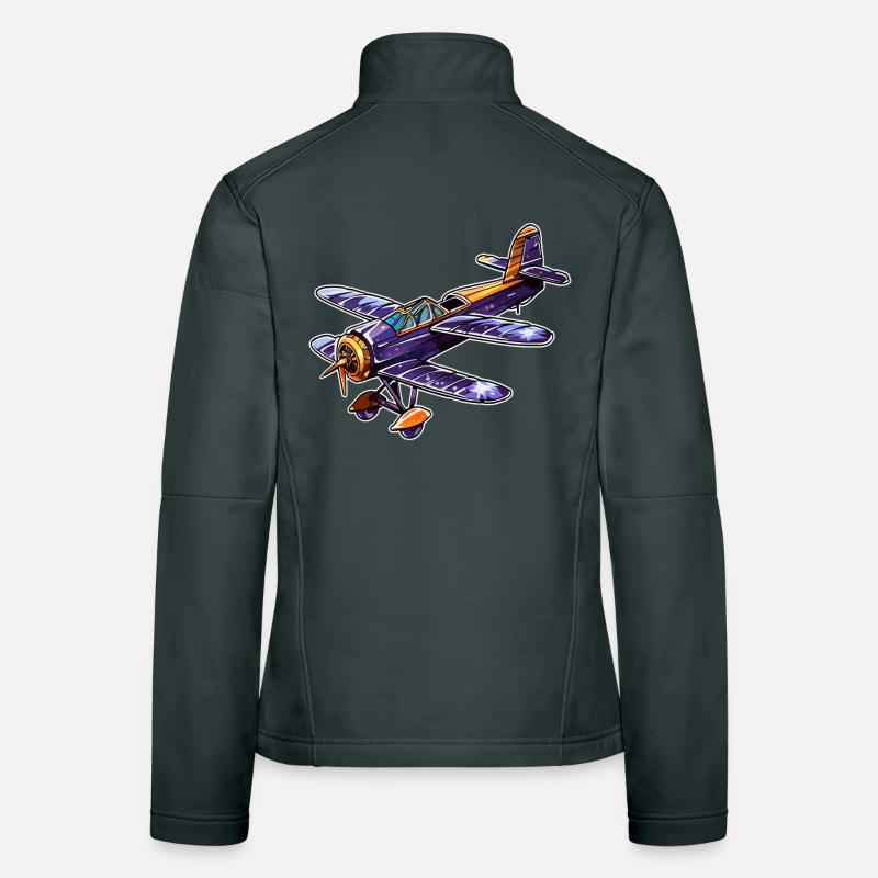 Propeller Plane Comic Look Women's Softshell Jacket