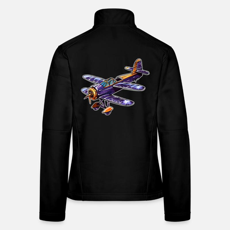 Propeller Plane Comic Look Women's Softshell Jacket