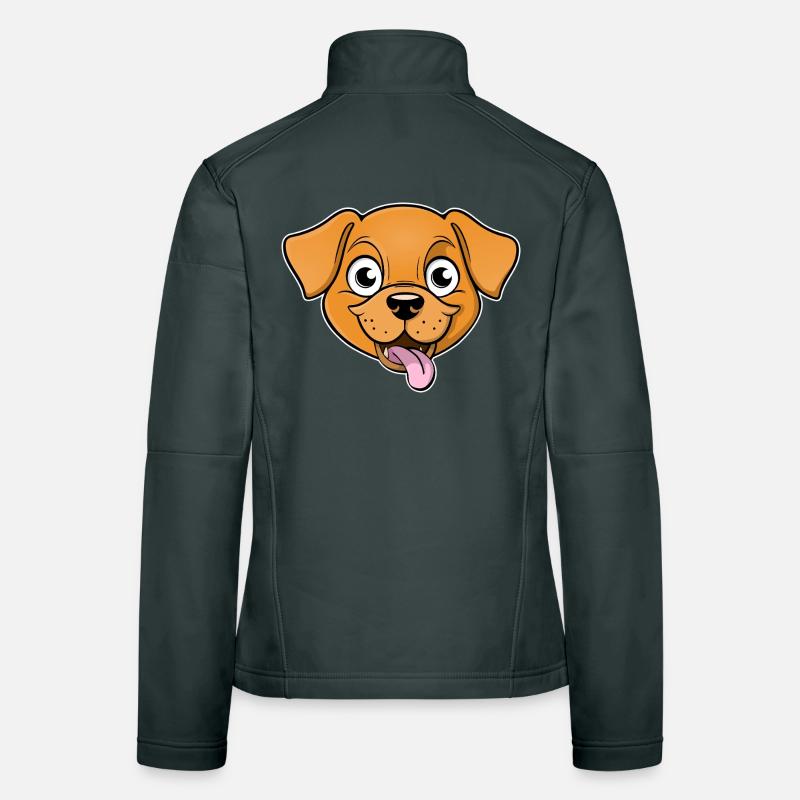 Image joyeuse de la tête d’un chien Veste en tissu softshell Femme