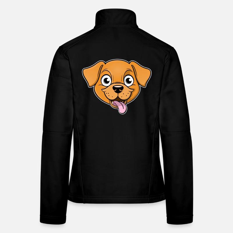 Fröhliches Bild eines Hundekopfes Frauen Softshelljacke