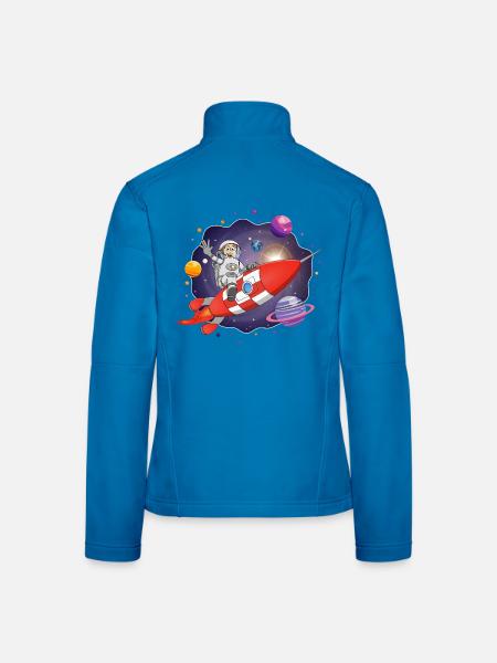 Der Astronaut auf der roten Rakete im All - Frauen Softshelljacke - Schwarz - Hinten