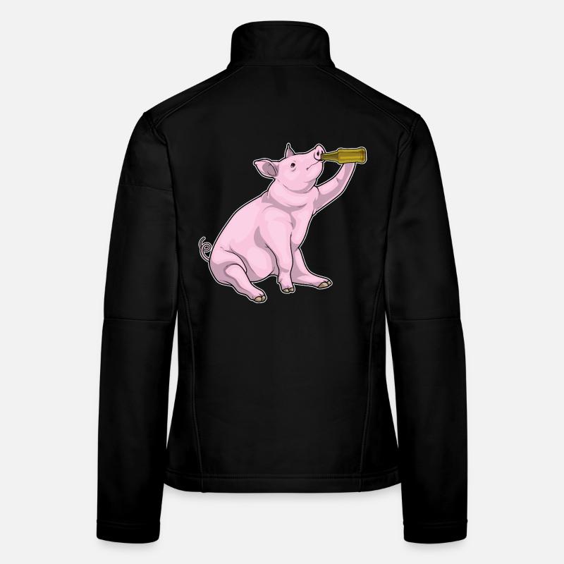 Schwein Flasche Bier Frauen Softshelljacke