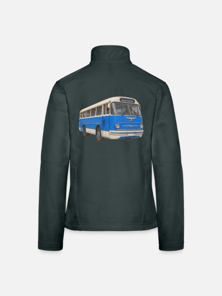 Alter blauer Bus - Frauen Softshelljacke - Dunkelgrau - Hinten